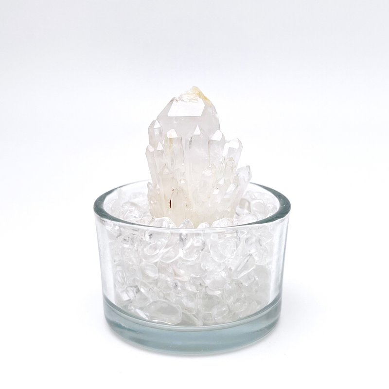 过程。原矿 摆件 水晶盆栽 组合 l 白水晶簇 菠萝骨干白小簇 l - 摆饰 - 水晶 白色