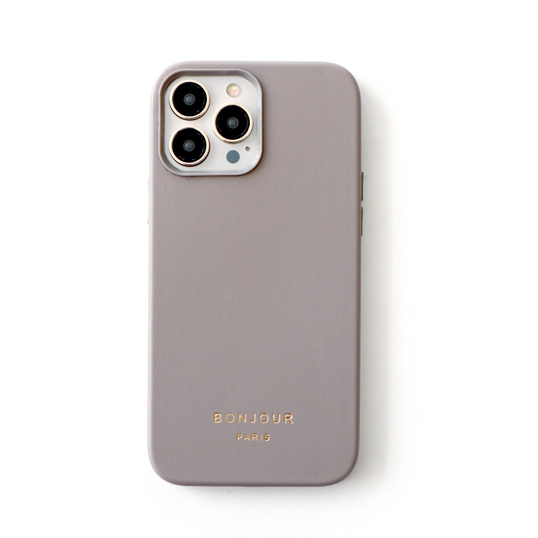 iPhone14/13 法式简约柴灰手工皮革手机壳 - 手机壳/手机套 - 塑料 灰色