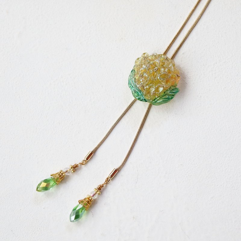 木犀花项圈 项链/长链式风格 银木犀 x 草绿 - 项链 - 树脂 黄色