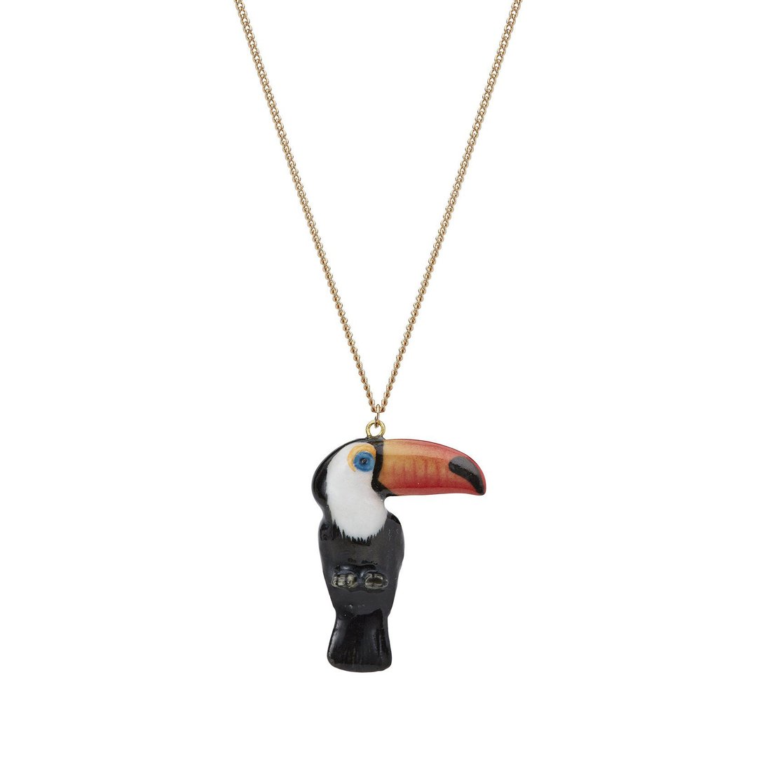 AndMary 手绘瓷项链-巨嘴鸟 礼盒包装 Toucan Necklace - 项链 - 瓷 黑色
