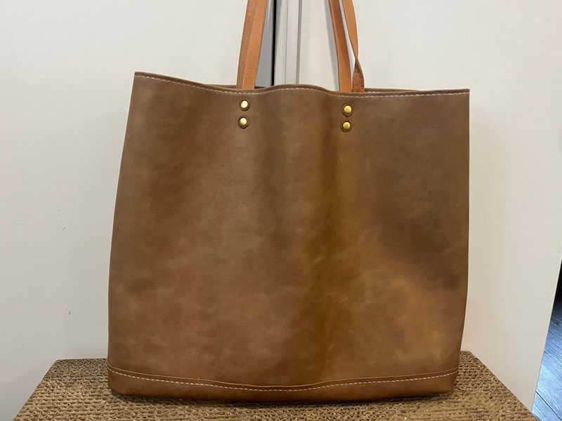 黄金比例托特包B - 手提包/手提袋 - 真皮 橘色