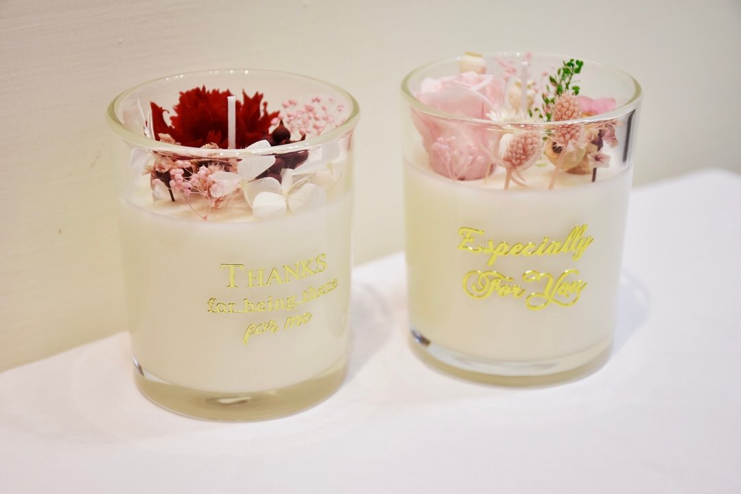 母亲节限定 永生花手工香氛蜡烛 - 蜡烛/烛台 - 蜡 白色