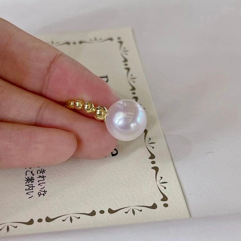 天然淡水珍珠 S925银14K注金 戒指 - 戒指 - 珍珠 白色