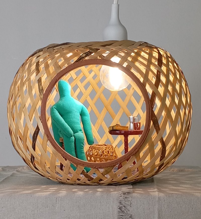 灯饰 天使 圆球与金蓝绿色笔记本 - 灯具/灯饰 - 竹 卡其色