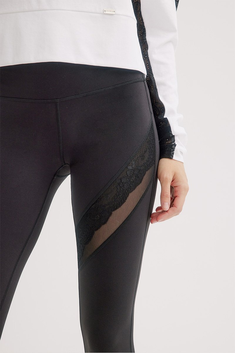 Elza TA Stripped Lace Leggings【圣诞礼物】 - 女装瑜珈服 - 尼龙 