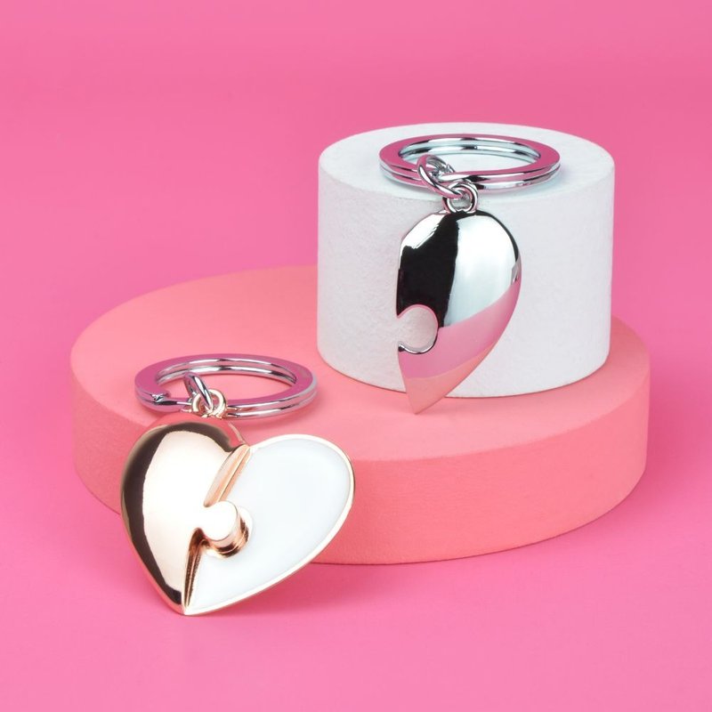 【Metalmorphose】MTM粉色心型拼图钥匙圈 爱心吊饰/礼品 - 钥匙链/钥匙包 - 其他金属 粉红色