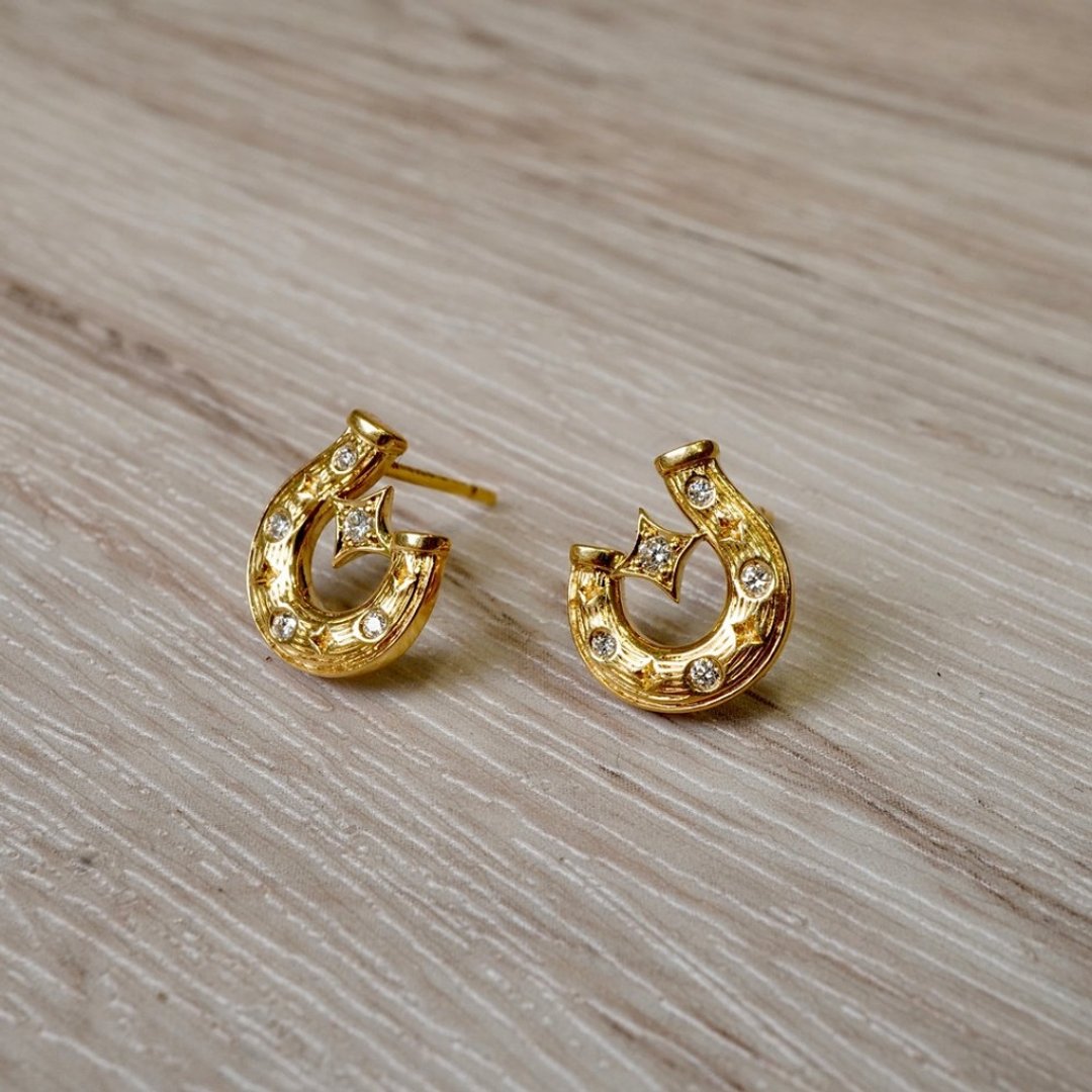 18K 幸运马蹄耳环 - 耳环/耳夹 - 贵金属 金色