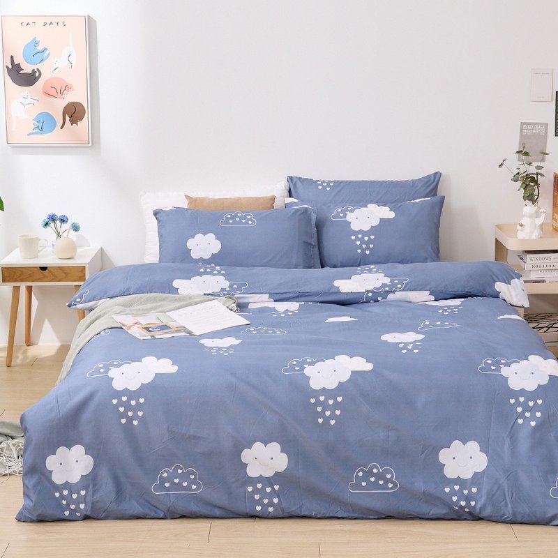 床包被套组-单人/双人/加大/ 舒柔棉 / 云朵童话 台湾制 - 寝具 - 其他材质 蓝色