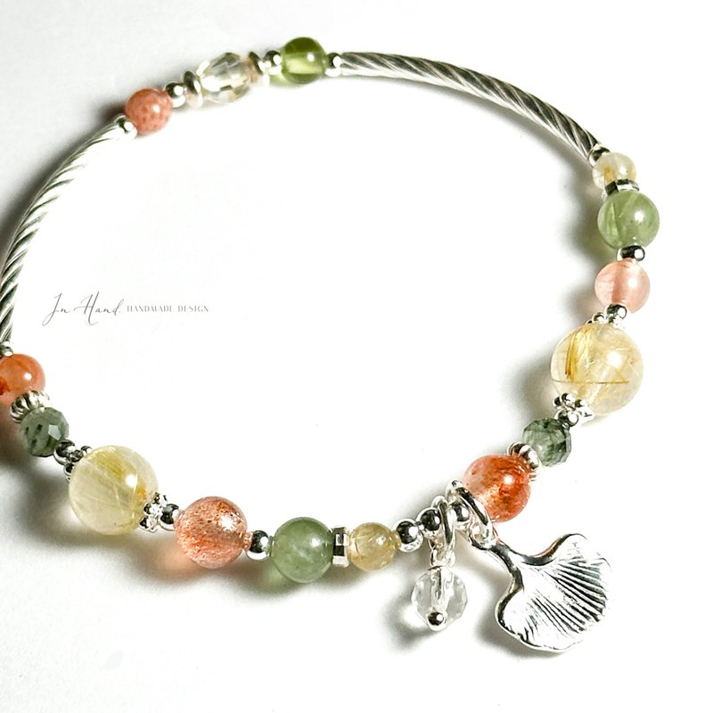 银杏林秘境-钛晶.太阳石.绿发晶-设计手链 - 手链/手环 - 水晶 橘色