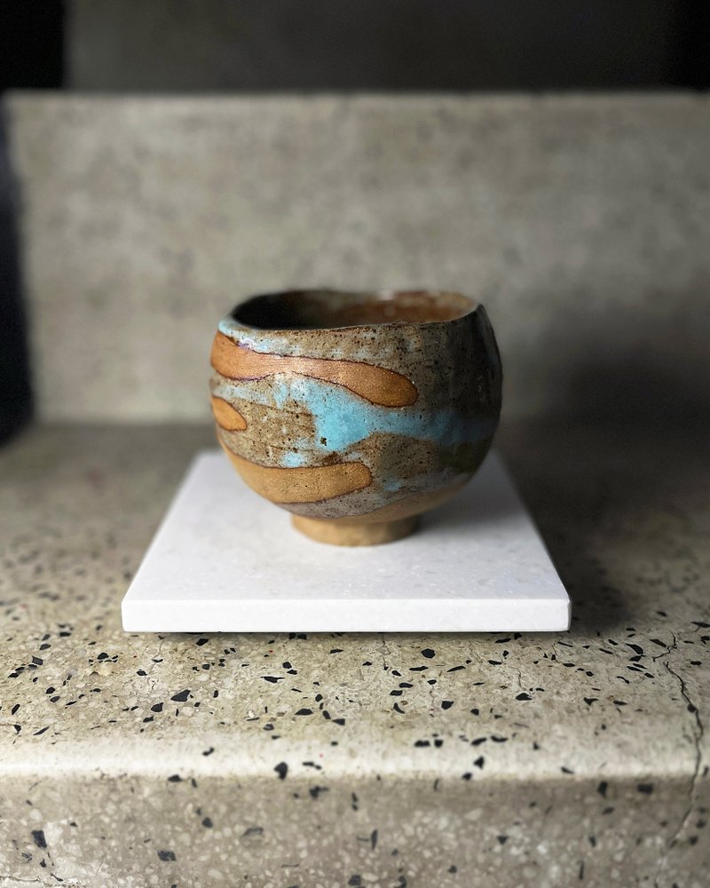 冷岚 手捏碗 茶碗 陶碗 零二 | 陶器皿 - 茶具/茶杯 - 陶 蓝色