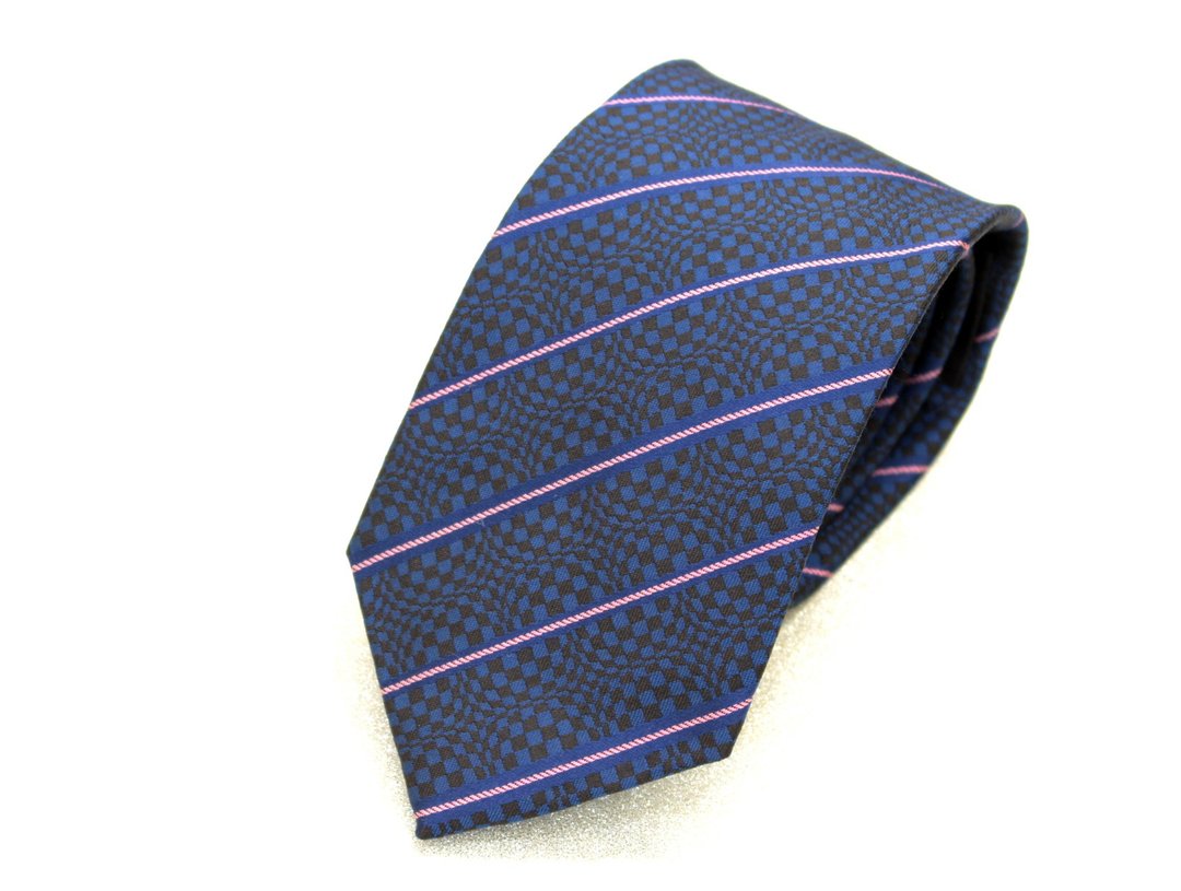 Mysterious geometric pattern tie navy - 领带/领带夹 - 丝．绢 