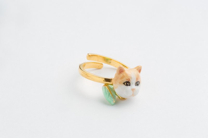 奶油短毛猫戒指~可调整~内径1.65~1.75 - 戒指 - 铜/黄铜 