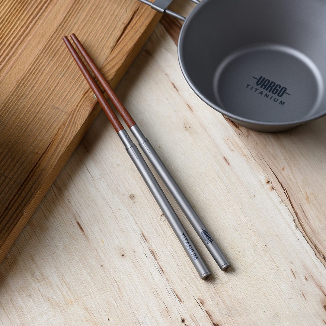 【美国 Vargo】Titanium Chopsticks 纯钛可拆式餐筷 钛金色#T223 - 筷子/筷架 - 其他材质 