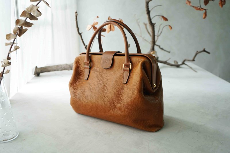 寻宝复古古董包-Nina Ricci焦糖棕柔软皮革手提医生包 - 手提包/手提袋 - 真皮 橘色