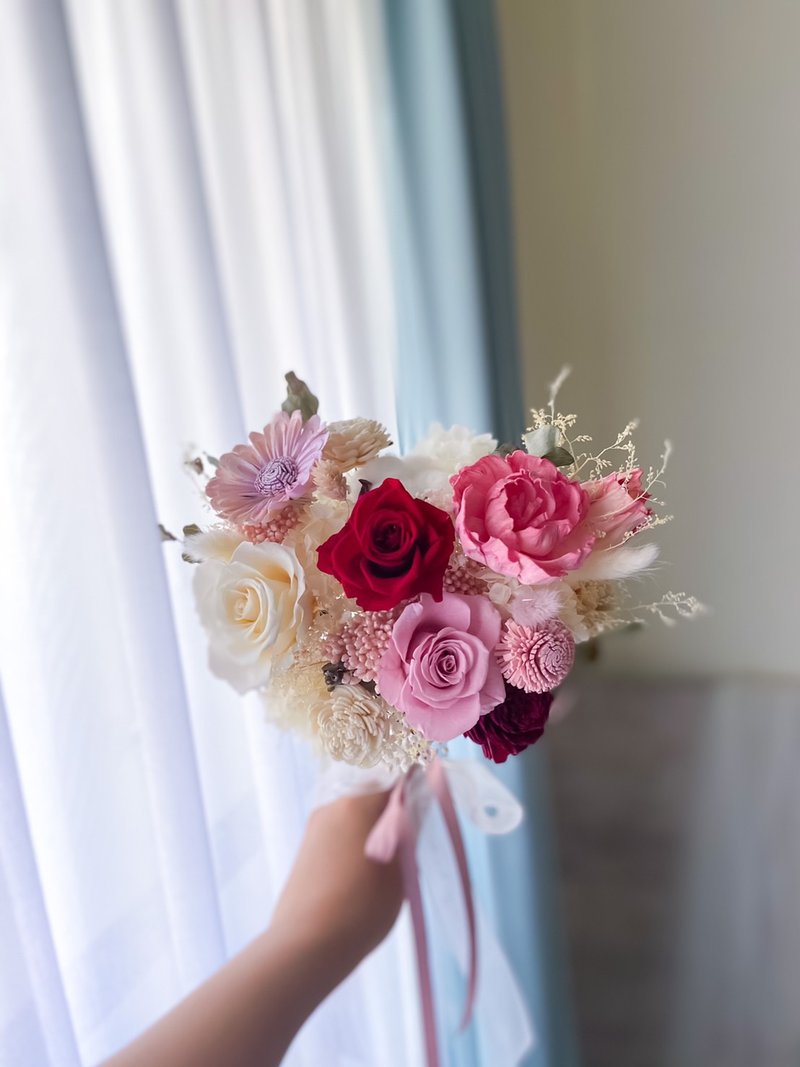 韩式永生新娘捧花  捧花 婚礼 永生花 韩式 - 干燥花/捧花 - 植物．花 