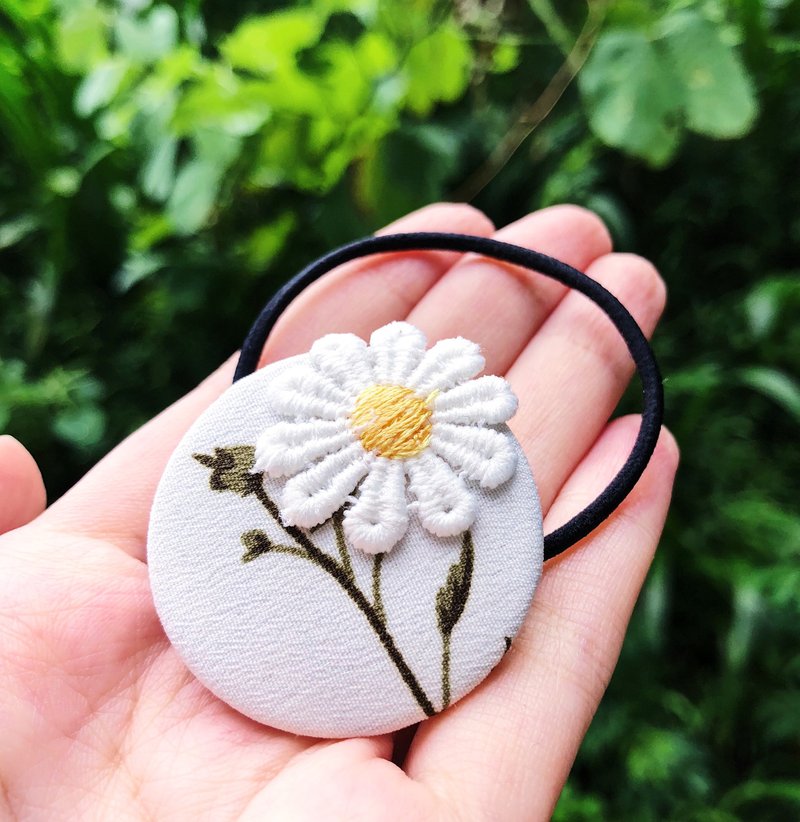 手造布制fabric fabric系列发圈 - the daisy雏菊 - 发饰 - 棉．麻 白色