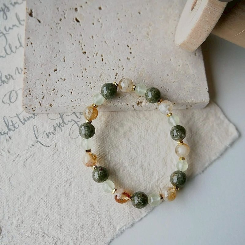 绿幽灵/黄水晶/葡萄石-财富旗舰队 - 手链/手环 - 水晶 绿色