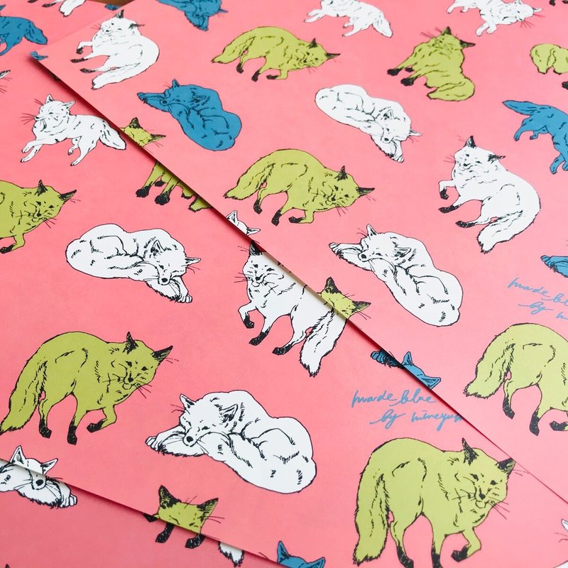 Retro pop Fox -Wrapping paper - 其他 - 纸 粉红色