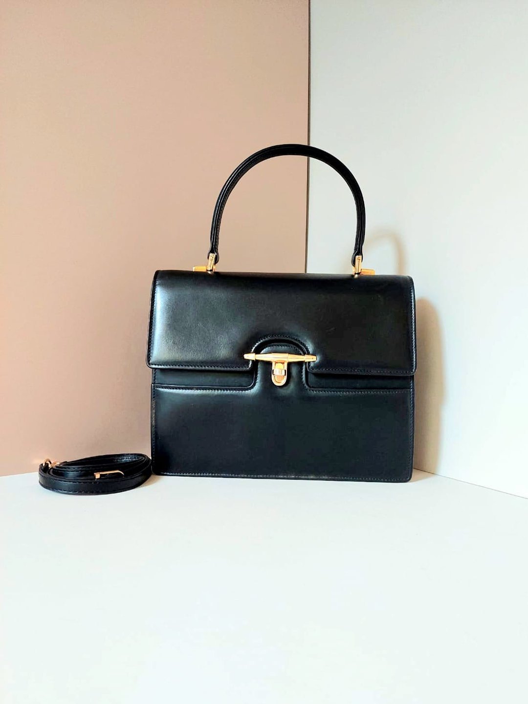 【特选货品】中古二手GUCCI黑色旋转扣皮革小凯单肩包侧斜背包 - 侧背包/斜挎包 - 真皮 黑色