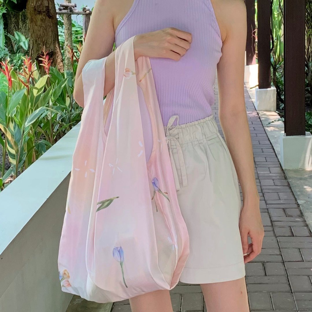 我的小花朵 / 防水折叠环保购物袋 - 手提包/手提袋 - 其他材质 粉红色