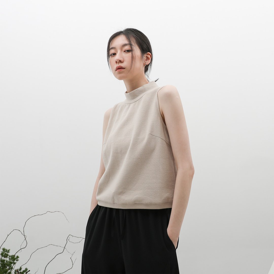 【经典原创】Image_形象立领皱褶背心_CLT012_米 - 女装背心 - 聚酯纤维 多色