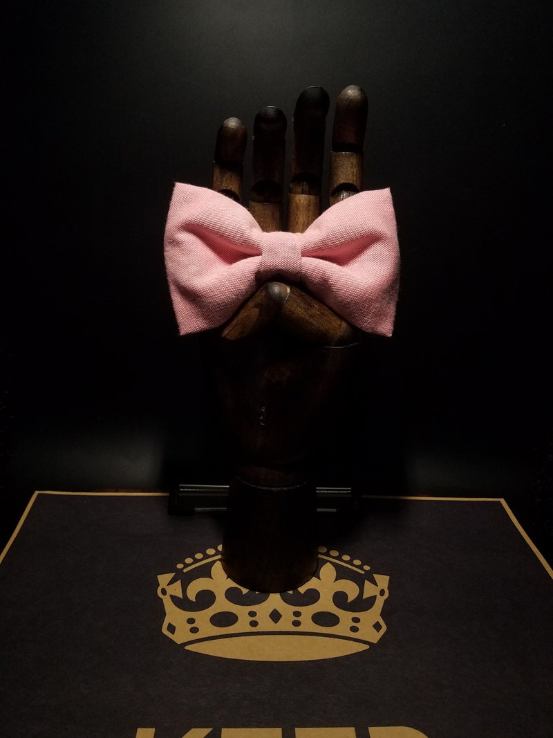 淡粉色领结领花新郎婚礼蝴蝶结领饰 - 领结/领巾 - 棉．麻 粉红色