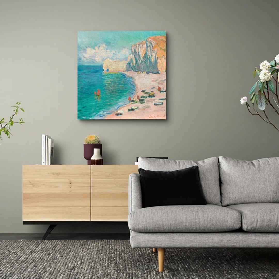 莫内阿蒙悬崖的海边 艺术微喷无框画 - 海报/装饰画/版画 - 聚酯纤维 