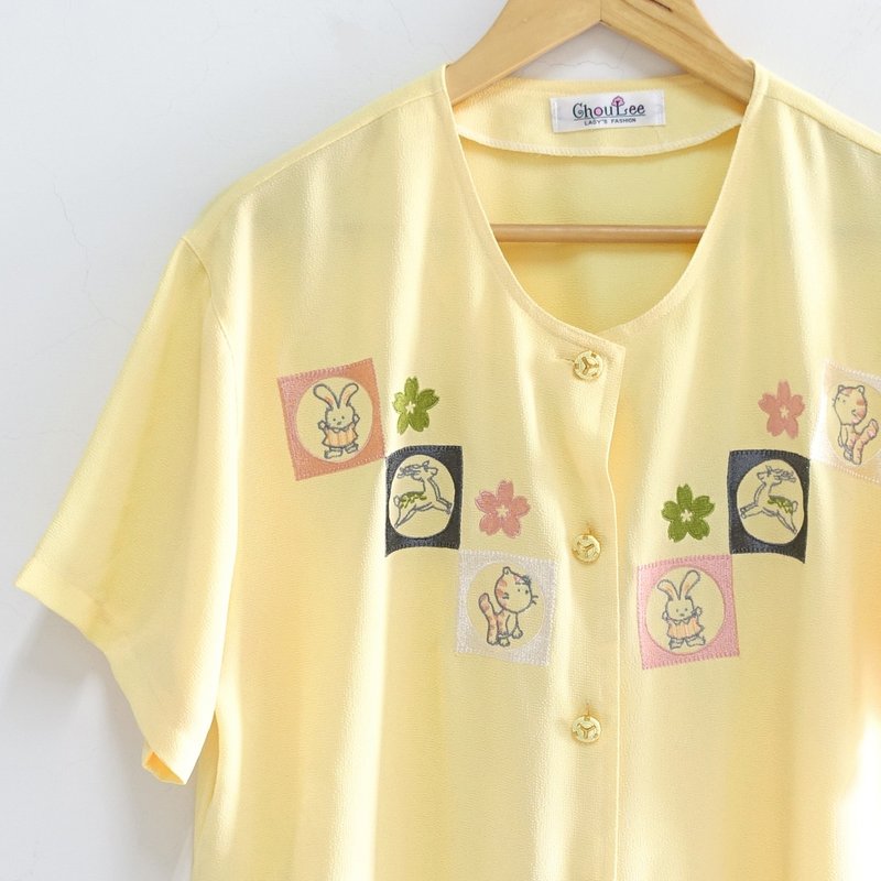 │Slowly│森林系动物-古着衬衫│vintage.复古.文艺 - 女装衬衫 - 聚酯纤维 多色