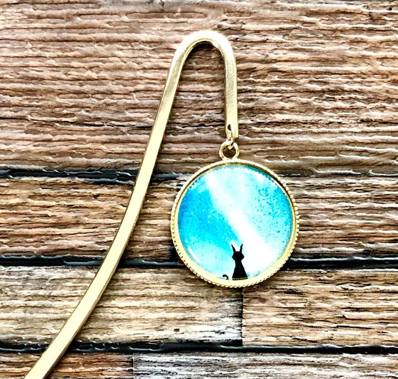 有猫的街道 书签 - 书签 - 树脂 蓝色