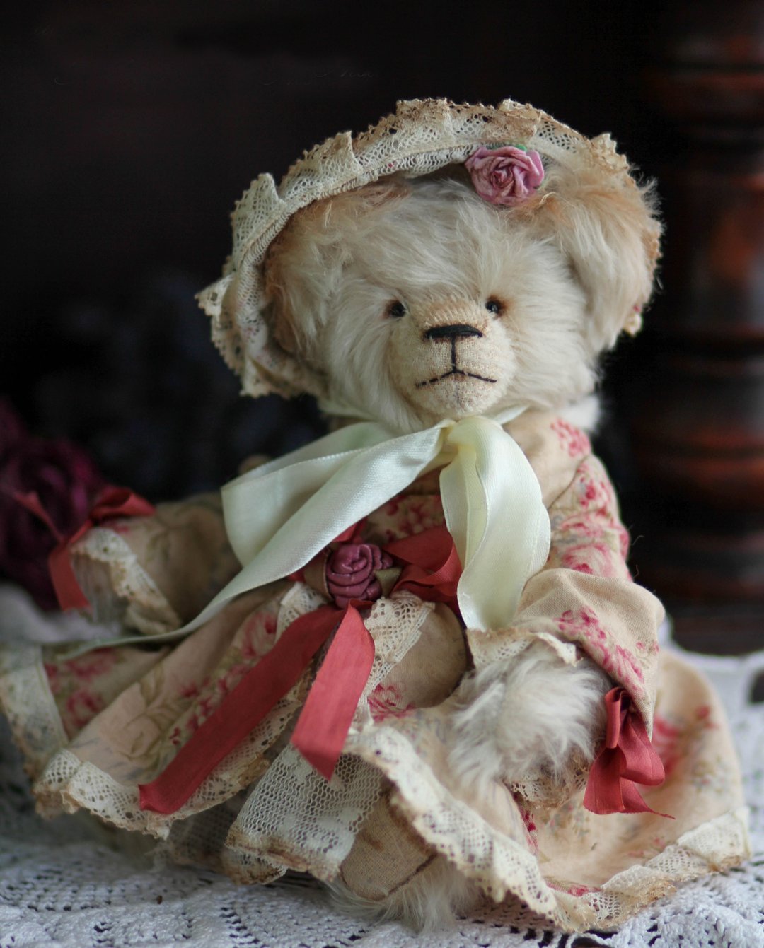 OOAK Artist Teddy Bear Vintage Victorian Style Collectible Stuffed YOUNG LADY - 玩偶/公仔 - 其他材质 多色