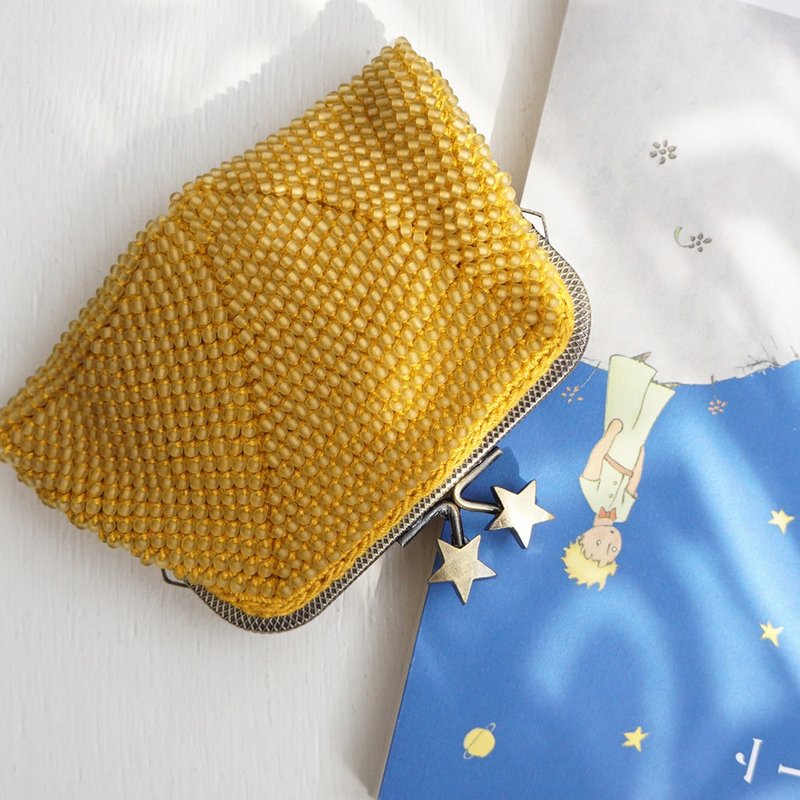 Ba-ba (m) 串珠钩针方形小包 No.2050 - 化妆包/杂物包 - 其他材质 黄色