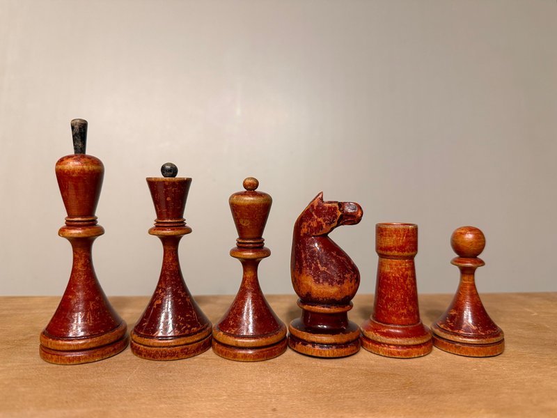 BFII 西洋棋套装，Botvinnik - Flohr II，早期版本。 1930年代 - 桌游/玩具 - 木头 