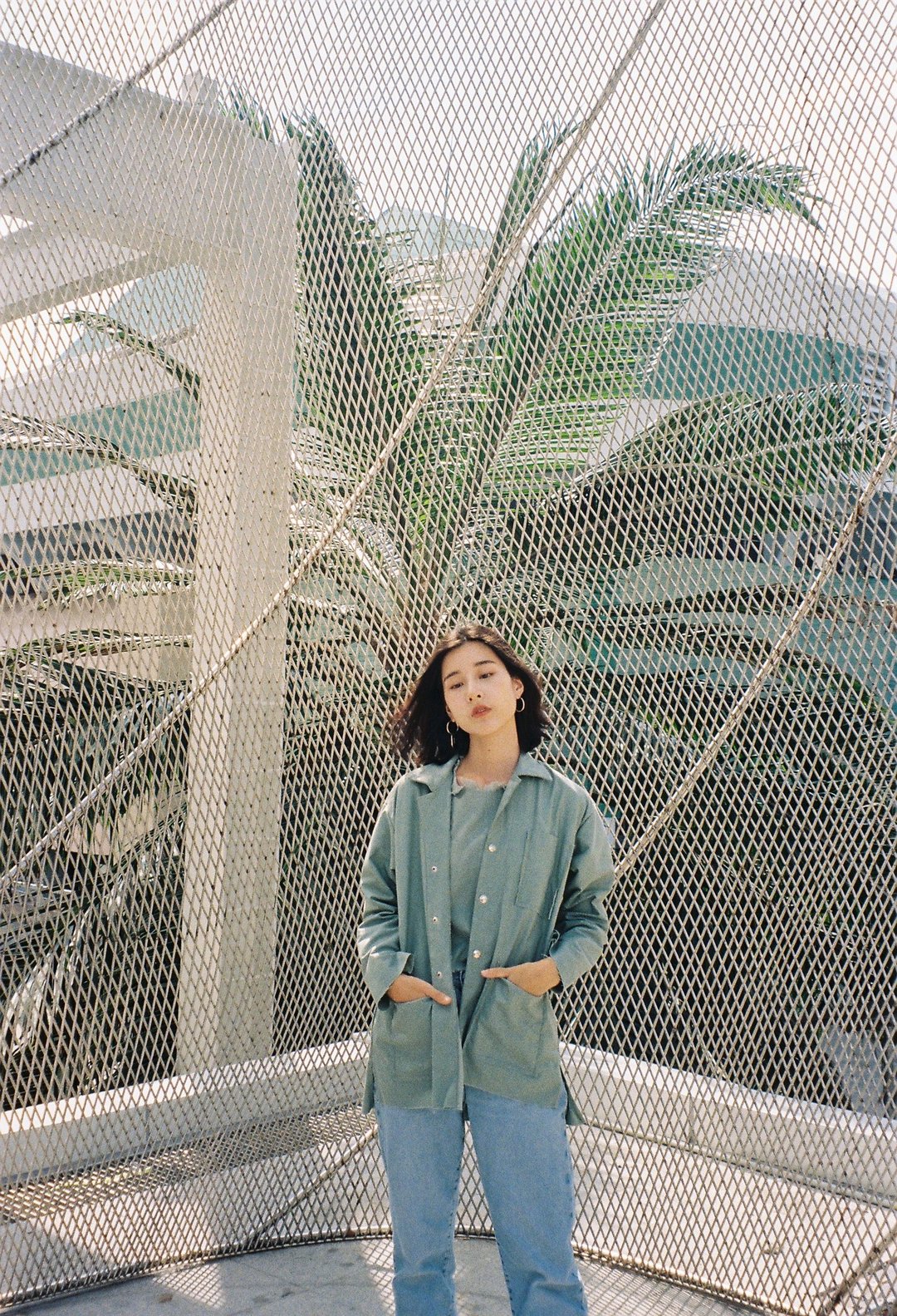 GREEN DENIM JACKET - 女装上衣 - 棉 绿色