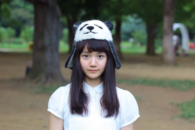 Panda pilot hat - 帽子 - 羊毛 白色