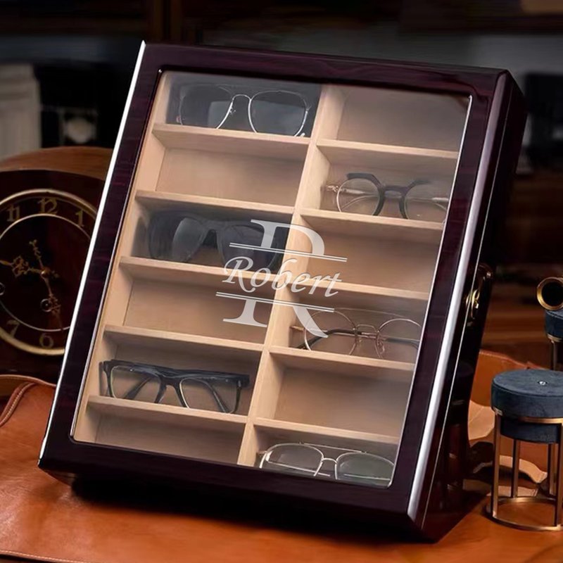 【送父亲礼物】订制高档木质大容量眼镜收纳盒 - 眼镜/眼镜框 - 软木/水松木 多色
