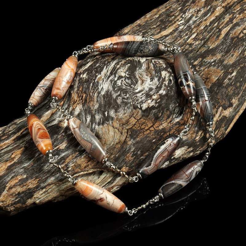 西亚地埋缠丝玛瑙古珠颈链(长80厘米) - 长链 - 其他材质 