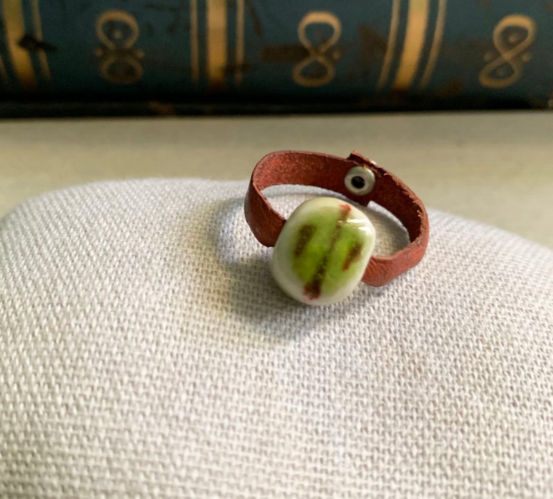 戒指 日本白瓷 自然釉色 无限看不腻色调 真皮革 艺术等级 - 戒指 - 瓷 