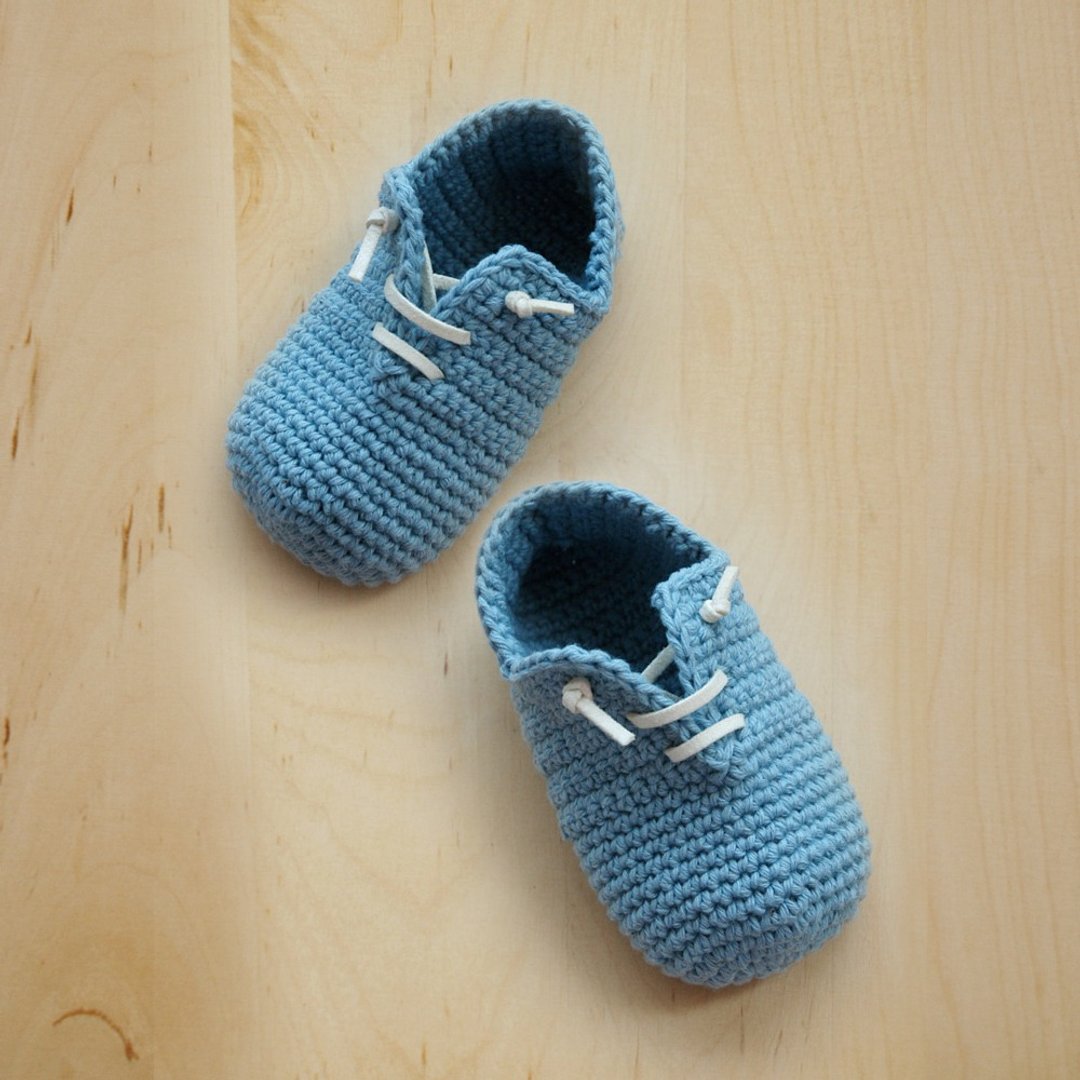 Slip-On Baby Booties, Crochet Shoes, Socks, Sneaker, Boots, Footwear for Kids - 童装鞋 - 棉．麻 蓝色