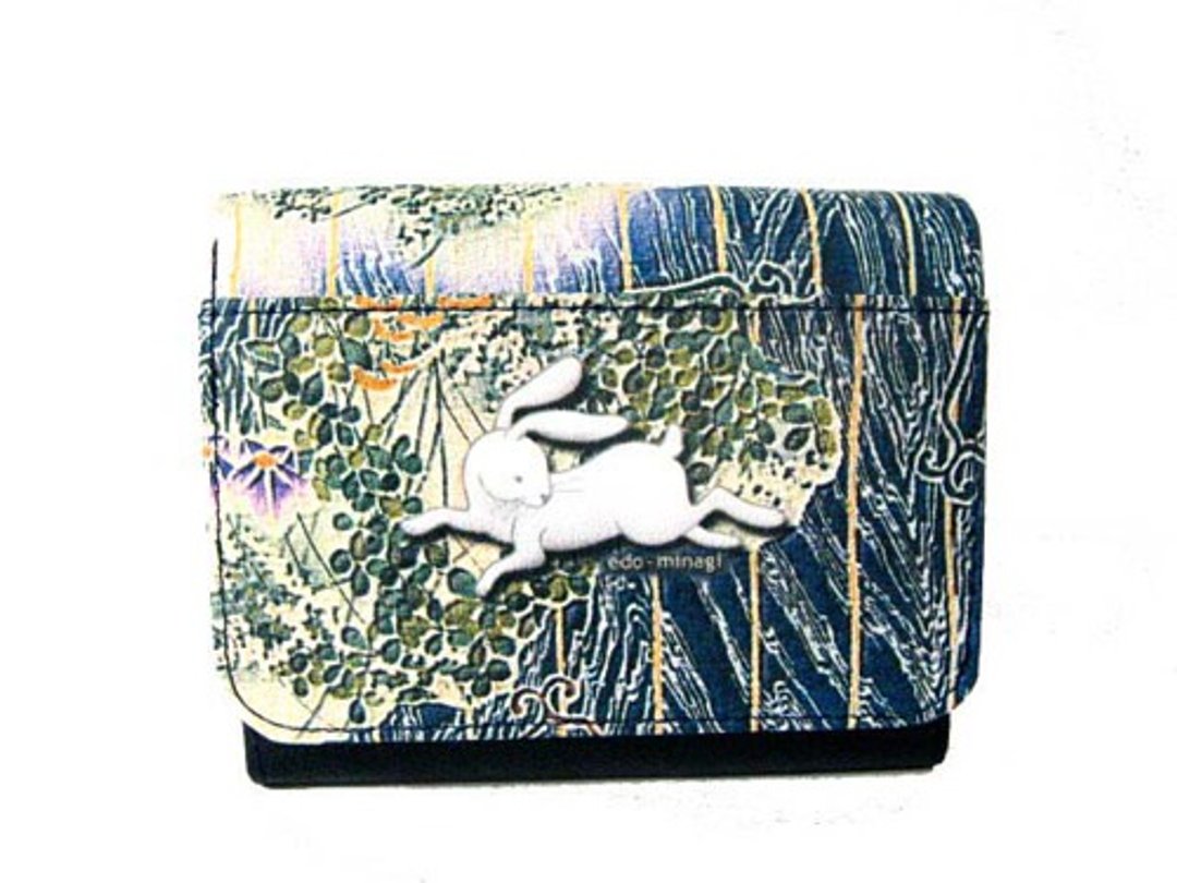 Rabbit L-shaped zipper bifold wallet - 皮夹/钱包 - 真皮 蓝色