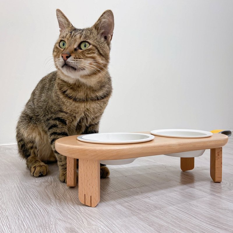 宠物碗架 实木 猫 狗 宠物碗  狗狗餐桌 - 碗/碗架 - 木头 咖啡色