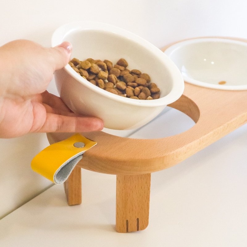 【猫咪餐桌】宠物碗架 实木 猫 狗 宠物碗 原木 新居 宠物 猫奴 - 碗/碗架 - 木头 咖啡色