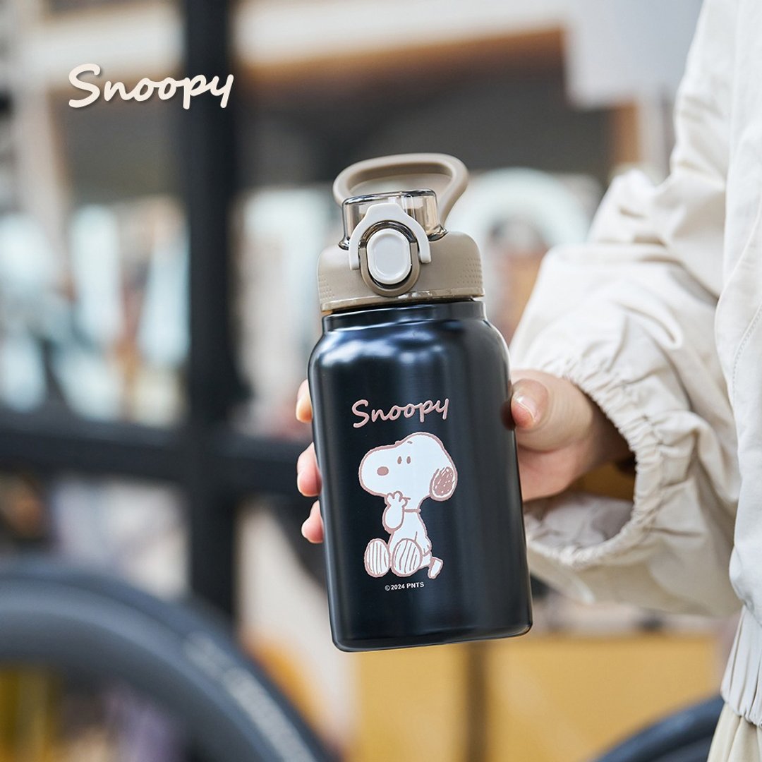 Snoopy 史努比复刻手提 304 不锈钢真空保温瓶 550ml - 保温瓶/保温杯 - 不锈钢 