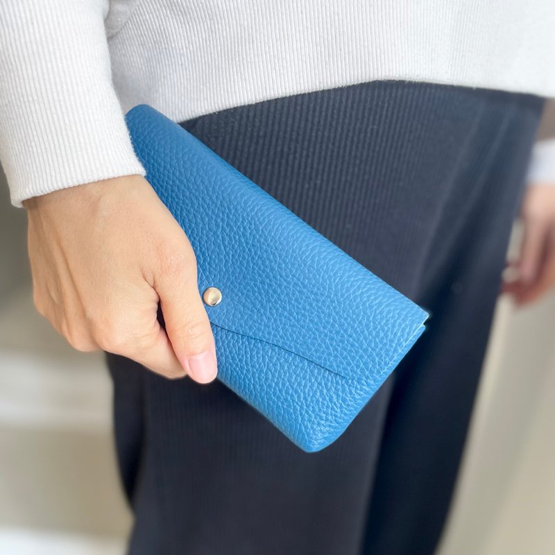 【新规格】进化后的意大利皮革．极简长夹【蓝色】 - 皮夹/钱包 - 真皮 蓝色