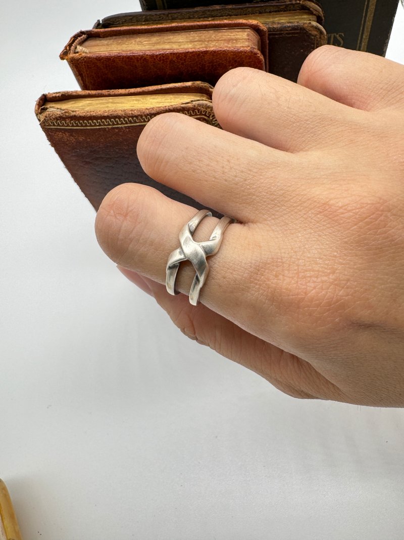 古董纯银交叉线条925 Sterling 戒指 - 戒指 - 其他金属 银色