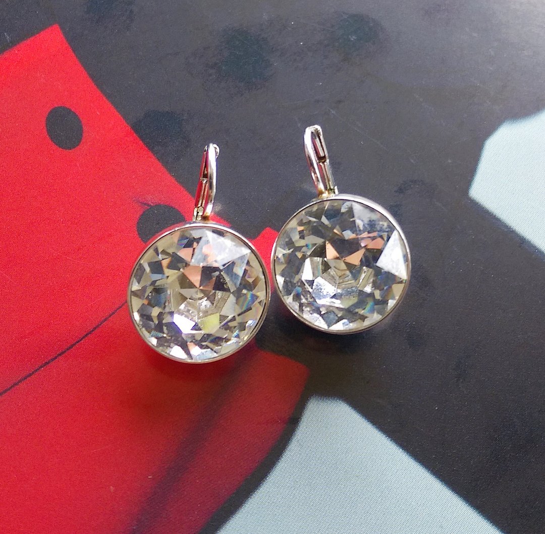 Vintage Jewelry 西洋古董饰品 SWAROVSKI  简约小圆钻 针式耳环 - 耳环/耳夹 - 其他金属 金色