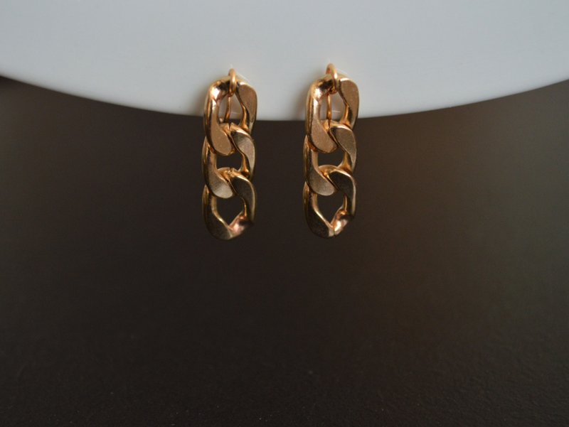 无痛耳夹　无痛耳环/　链条无环耳环黄金无环耳环无环耳环 - 耳环/耳夹 - 其他金属 金色