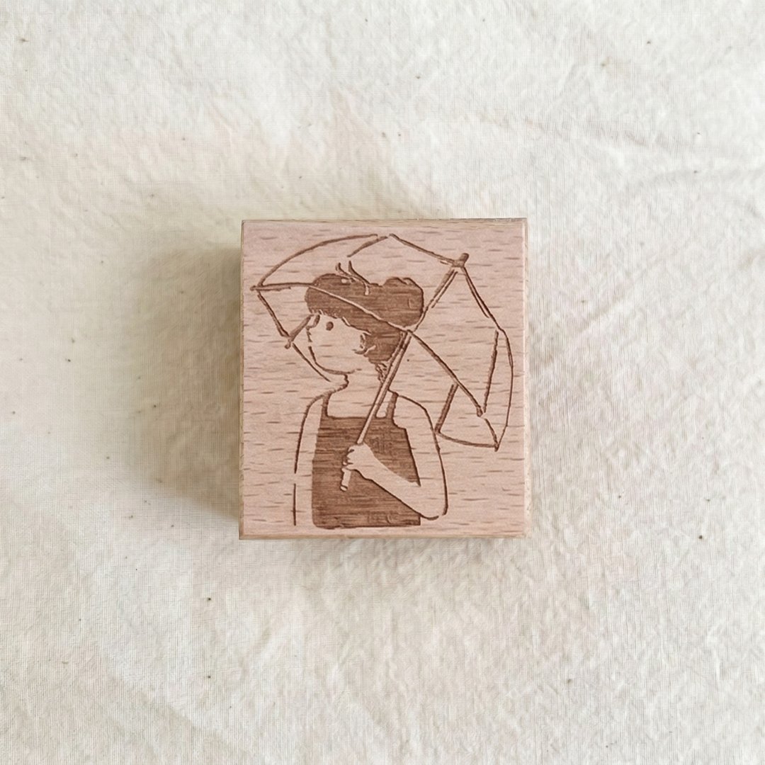 女孩撑伞 | 印章 - 印章/印台 - 塑料 咖啡色