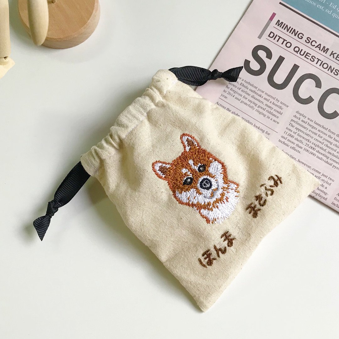 Laundry Bag : Shiba dog - 束口袋双肩包 - 棉．麻 