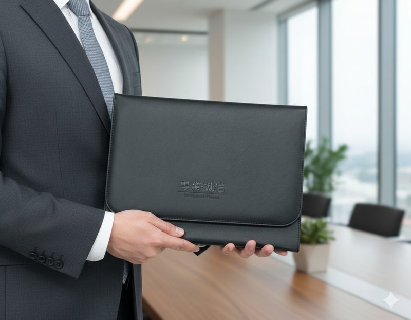 YOYO文创 黑色皮革文件夹 风琴夹 房仲夹 保险夹 - 文件夹/资料夹 - 人造皮革 黑色