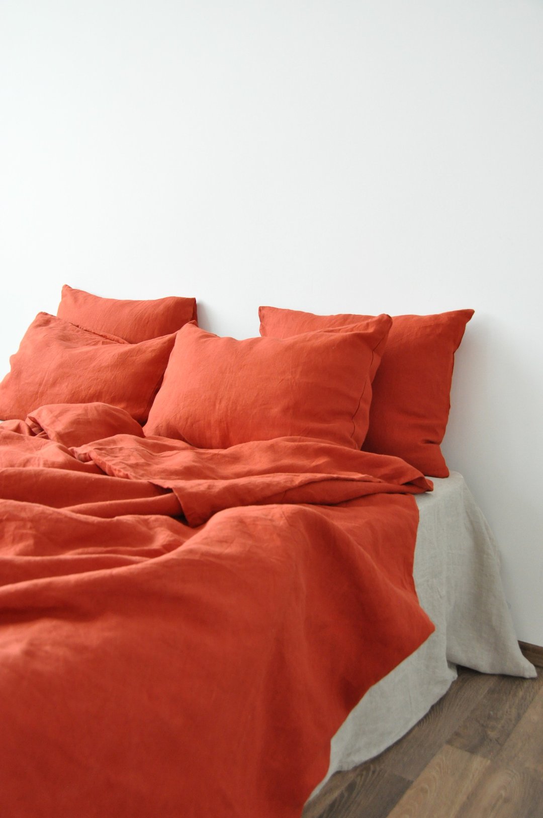 Terracotta linen duvet cover / Softened linen / Comforter cover / Quilt cover - 寝具 - 亚麻 橘色